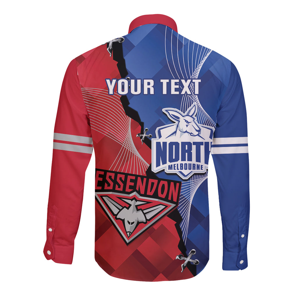 Personalised Kangaroos And Bombers Football Long Sleeve Button Shirt Sporty Version