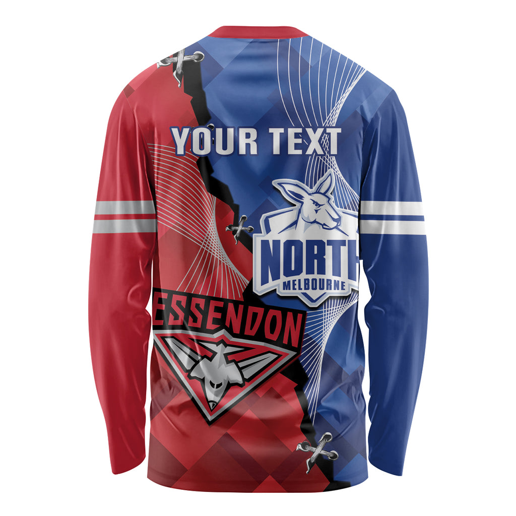 Personalised Kangaroos And Bombers Football Long Sleeve Shirt Sporty Version
