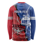 Personalised Kangaroos And Bombers Football Long Sleeve Shirt Sporty Version