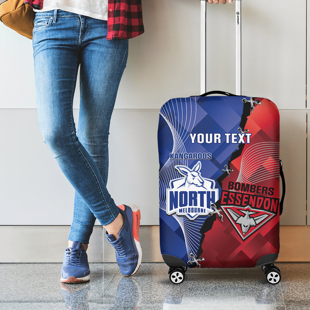 Personalised Kangaroos And Bombers Football Luggage Cover Sporty Version