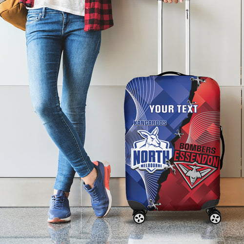 Personalised Kangaroos And Bombers Football Luggage Cover Sporty Version