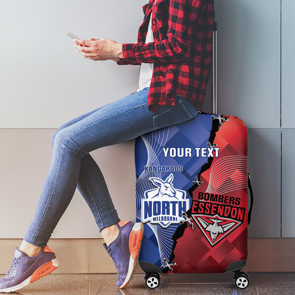 Personalised Kangaroos And Bombers Football Luggage Cover Sporty Version