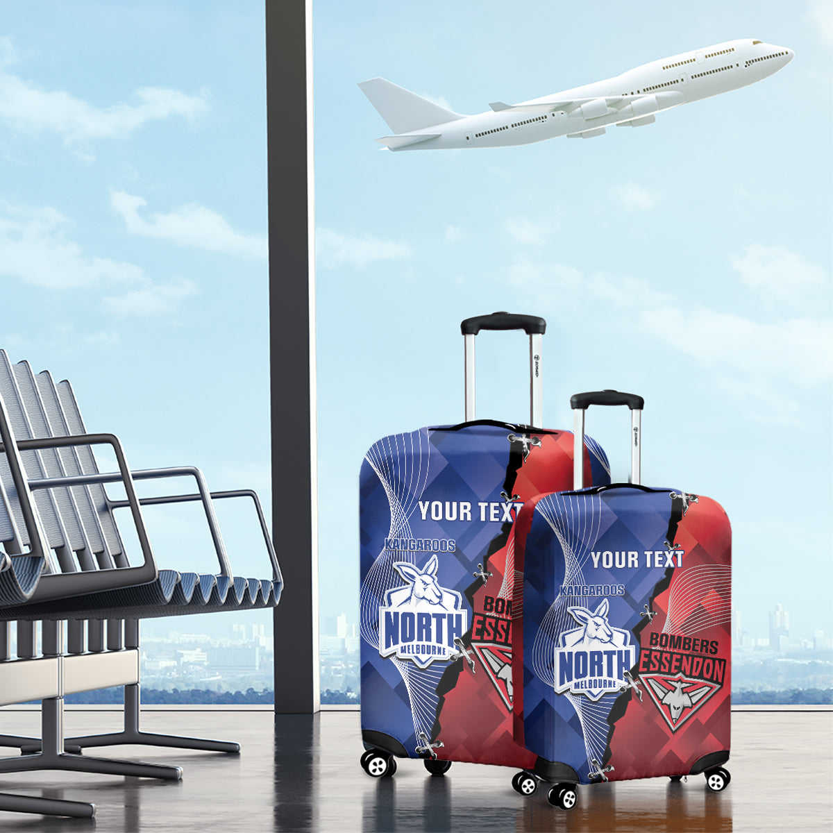 Personalised Kangaroos And Bombers Football Luggage Cover Sporty Version