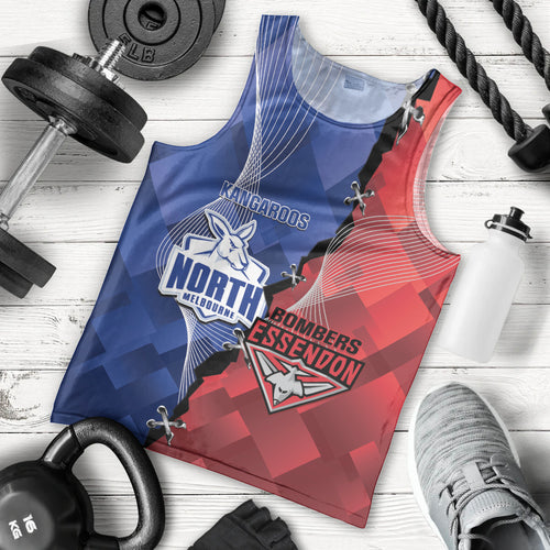 Personalised Kangaroos And Bombers Football Men Tank Top Sporty Version