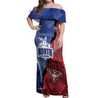 Personalised Kangaroos And Bombers Football Off Shoulder Maxi Dress Sporty Version