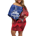Personalised Kangaroos And Bombers Football Off Shoulder Short Dress Sporty Version
