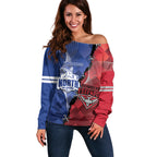 Personalised Kangaroos And Bombers Football Off Shoulder Sweater Sporty Version