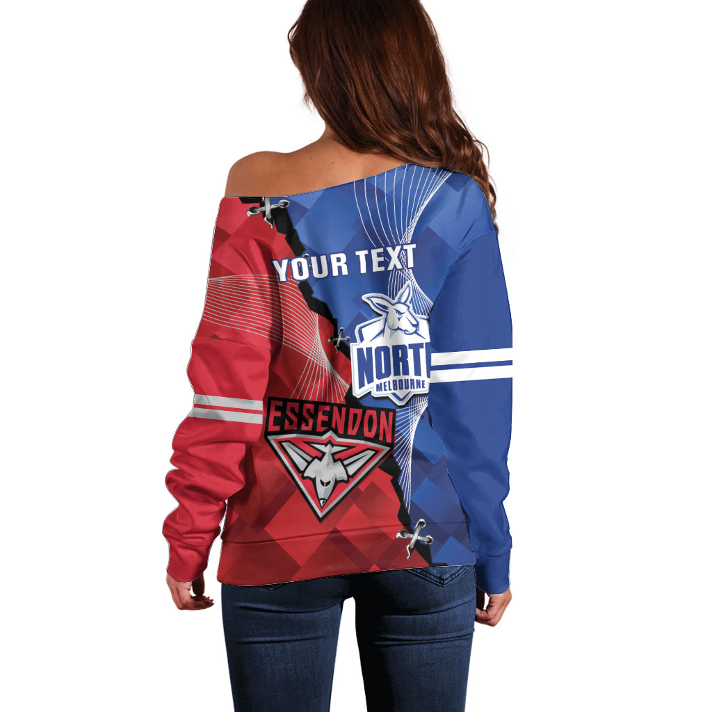 Personalised Kangaroos And Bombers Football Off Shoulder Sweater Sporty Version
