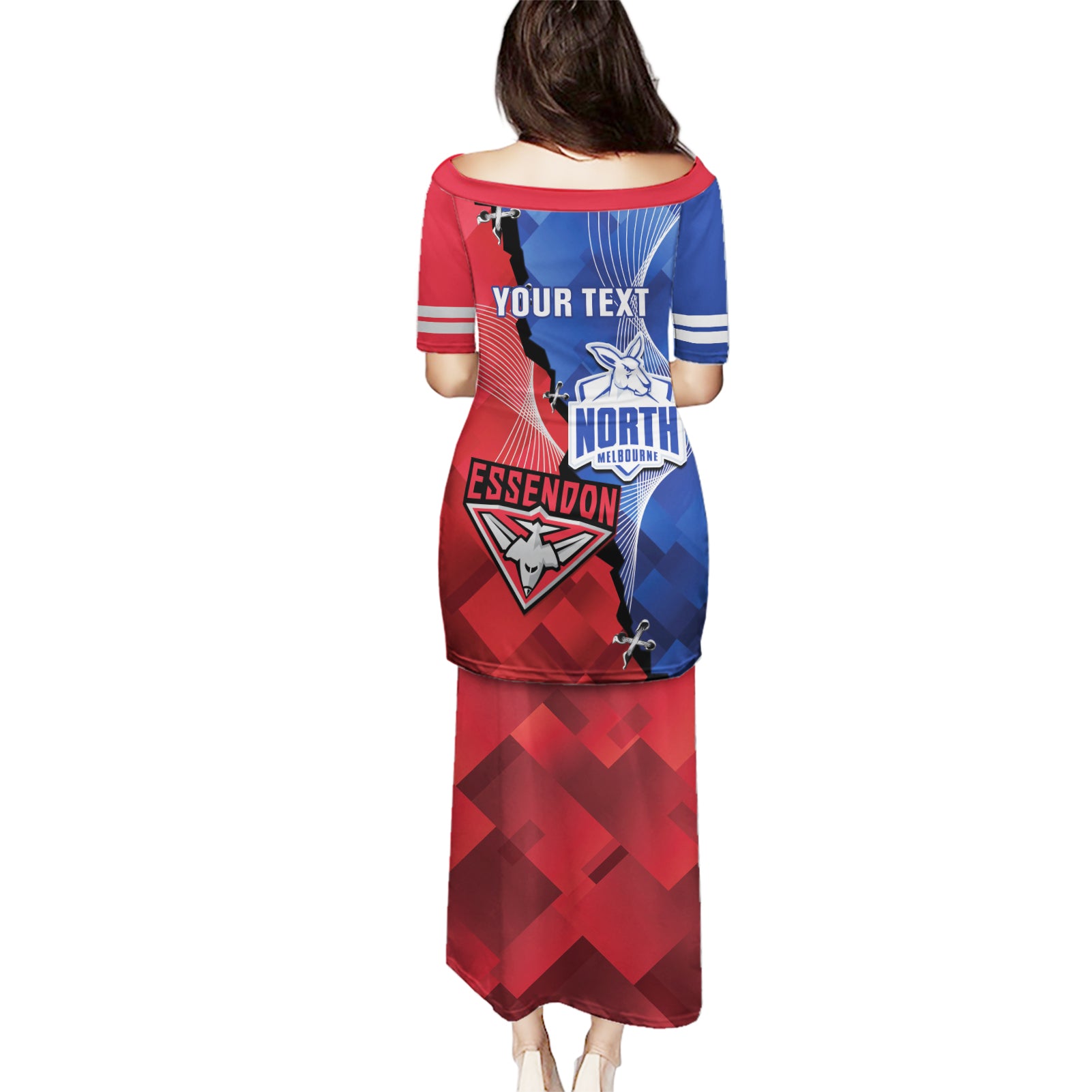 Personalised Kangaroos And Bombers Football Puletasi Sporty Version