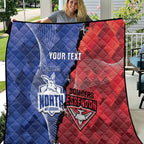 Personalised Kangaroos And Bombers Football Quilt Sporty Version