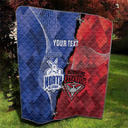Personalised Kangaroos And Bombers Football Quilt Sporty Version