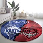 Personalised Kangaroos And Bombers Football Round Carpet Sporty Version