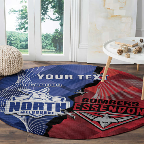 Personalised Kangaroos And Bombers Football Round Carpet Sporty Version