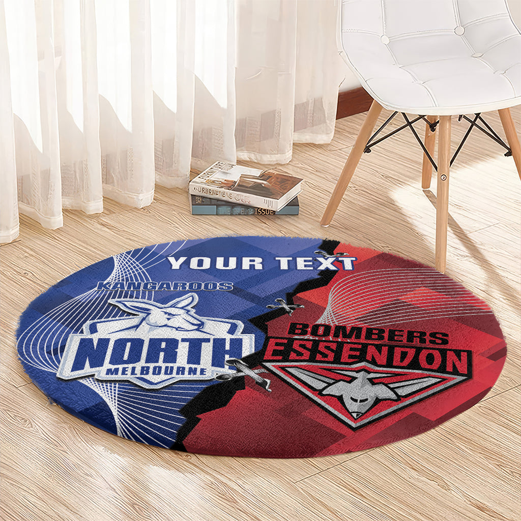 Personalised Kangaroos And Bombers Football Round Carpet Sporty Version