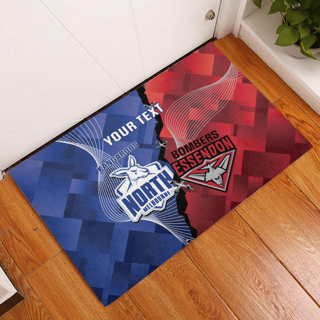 Personalised Kangaroos And Bombers Football Rubber Doormat Sporty Version