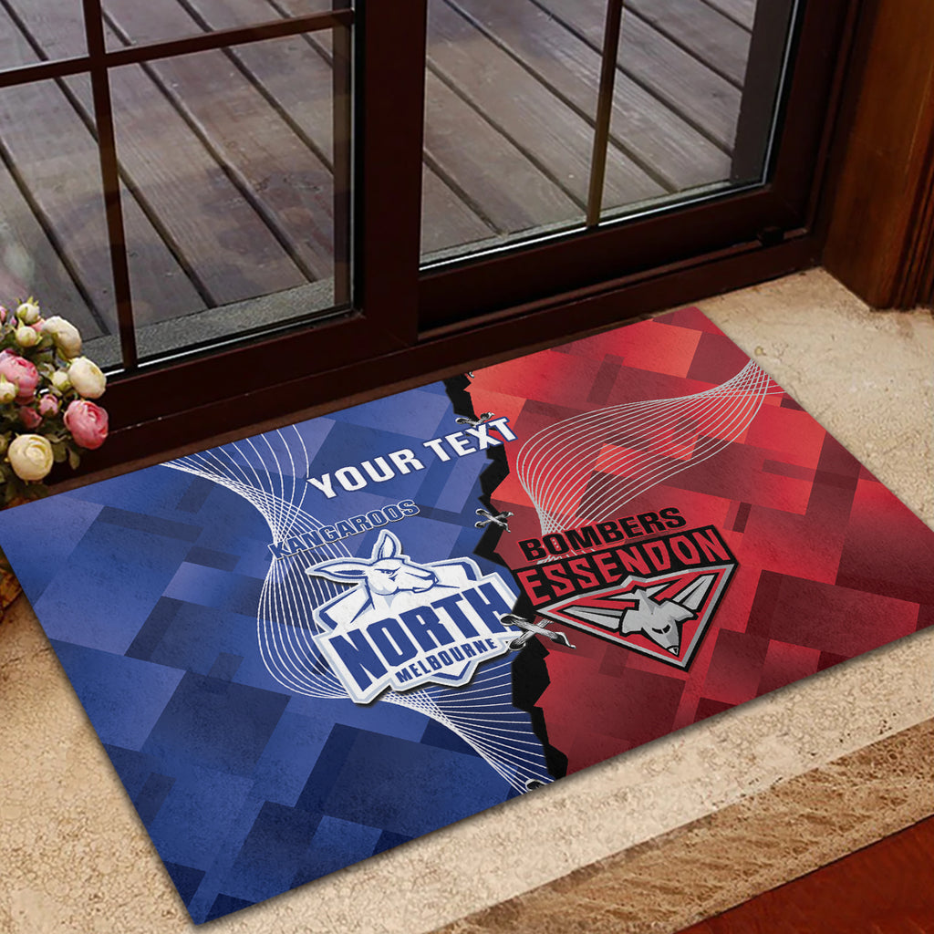 Personalised Kangaroos And Bombers Football Rubber Doormat Sporty Version