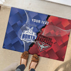 Personalised Kangaroos And Bombers Football Rubber Doormat Sporty Version