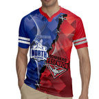 Personalised Kangaroos And Bombers Football Rugby Jersey Sporty Version