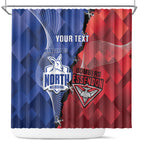 Personalised Kangaroos And Bombers Football Shower Curtain Sporty Version