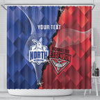 Personalised Kangaroos And Bombers Football Shower Curtain Sporty Version