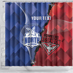 Personalised Kangaroos And Bombers Football Shower Curtain Sporty Version