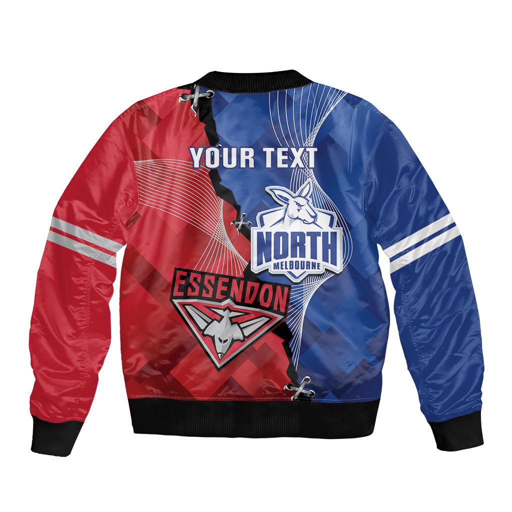Personalised Kangaroos And Bombers Football Sleeve Zip Bomber Jacket Sporty Version