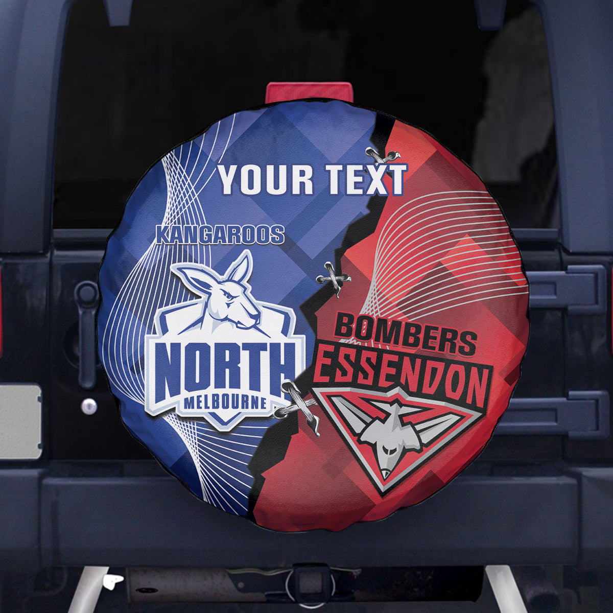 Personalised Kangaroos And Bombers Football Spare Tire Cover Sporty Version