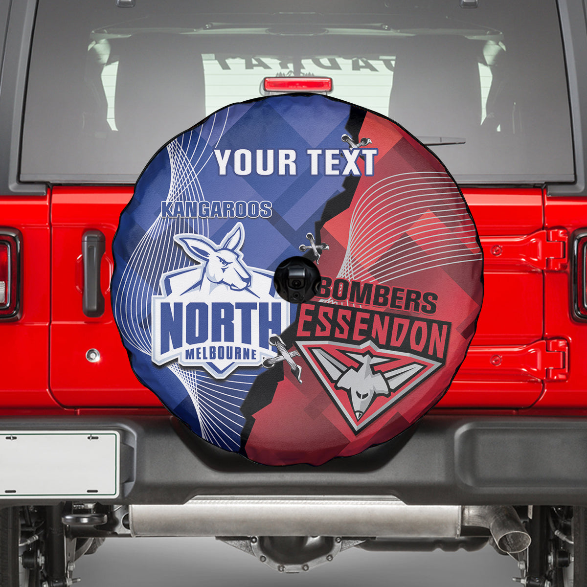Personalised Kangaroos And Bombers Football Spare Tire Cover Sporty Version