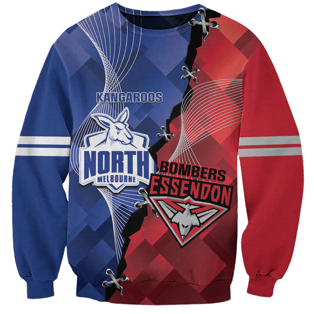 Personalised Kangaroos And Bombers Football Sweatshirt Sporty Version