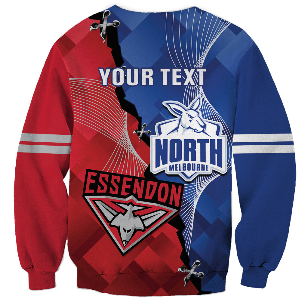 Personalised Kangaroos And Bombers Football Sweatshirt Sporty Version