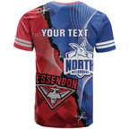 Personalised Kangaroos And Bombers Football T Shirt Sporty Version