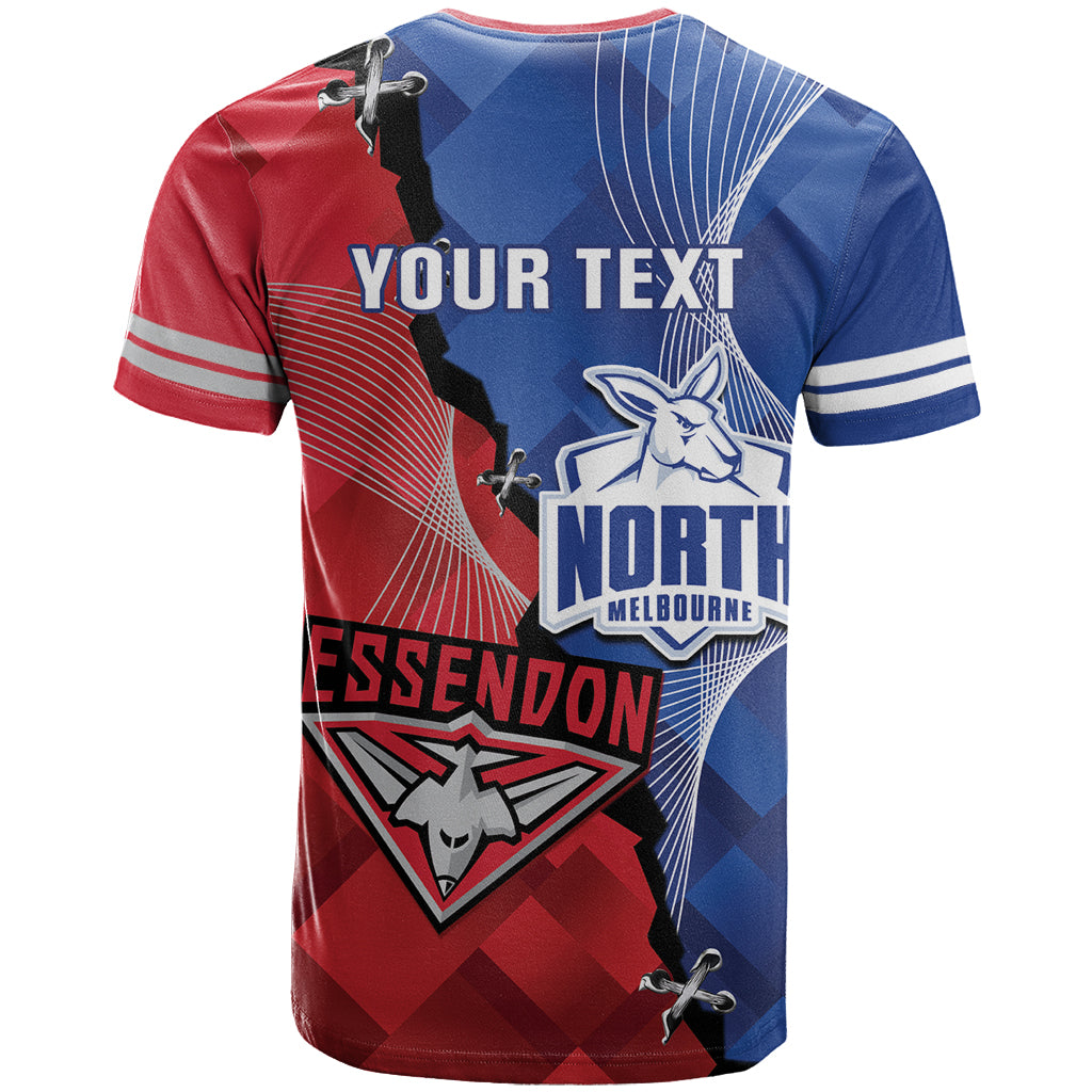 Personalised Kangaroos And Bombers Football T Shirt Sporty Version