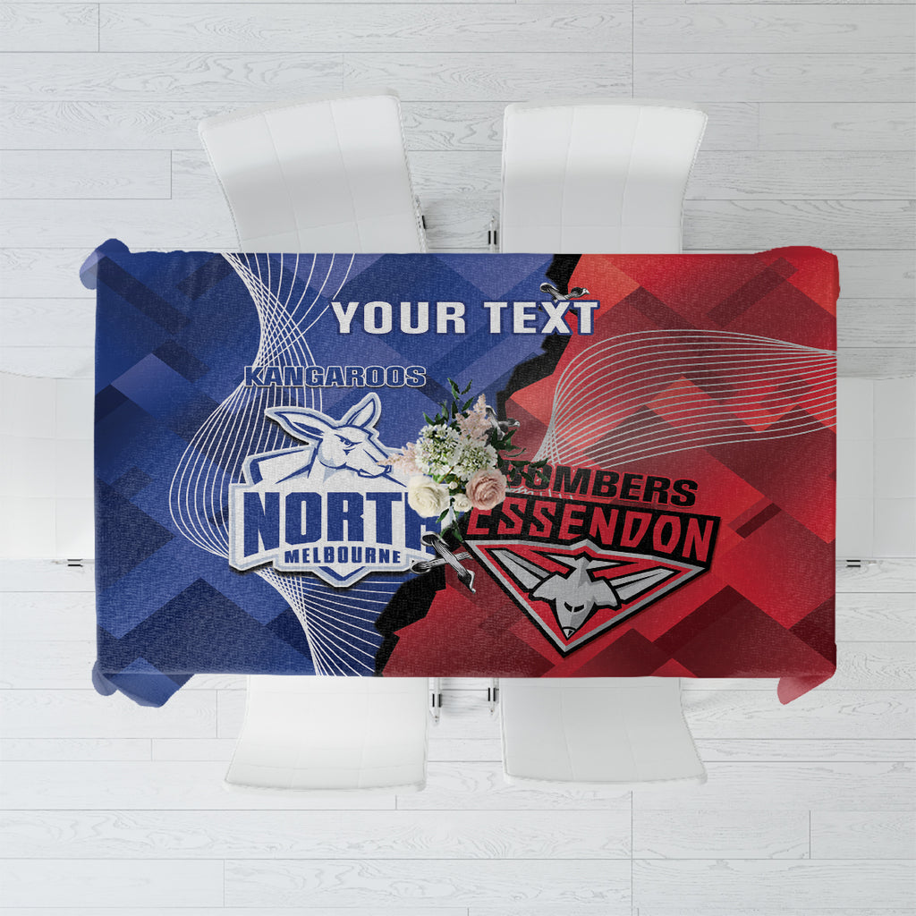 Personalised Kangaroos And Bombers Football Tablecloth Sporty Version