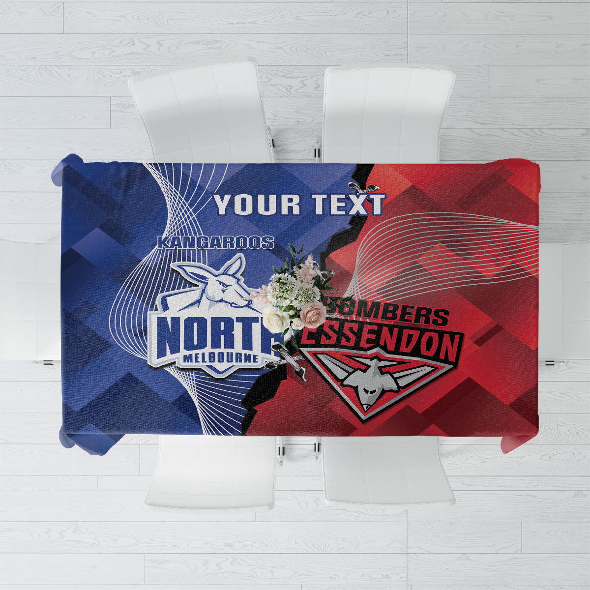 Personalised Kangaroos And Bombers Football Tablecloth Sporty Version