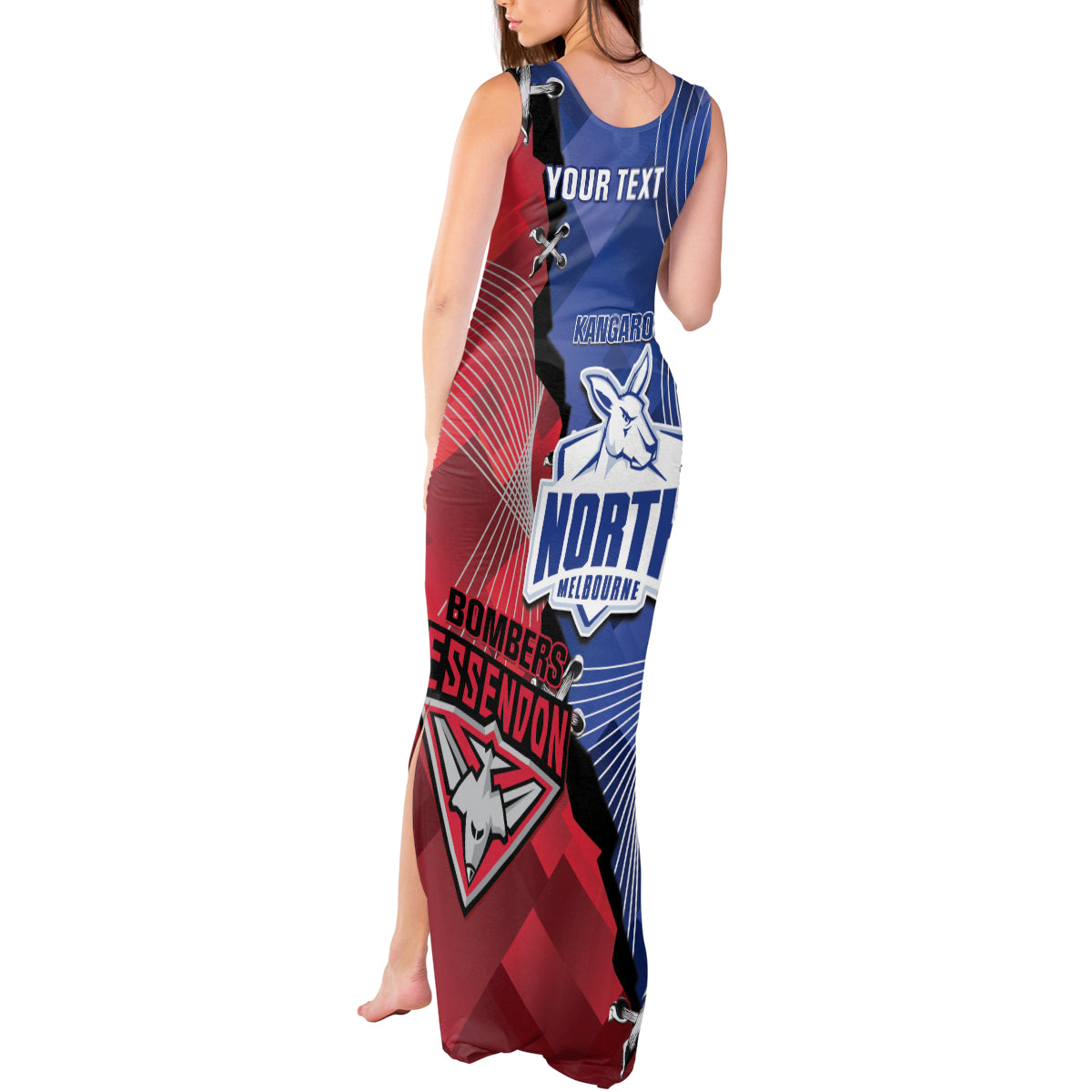 Personalised Kangaroos And Bombers Football Tank Maxi Dress Sporty Version