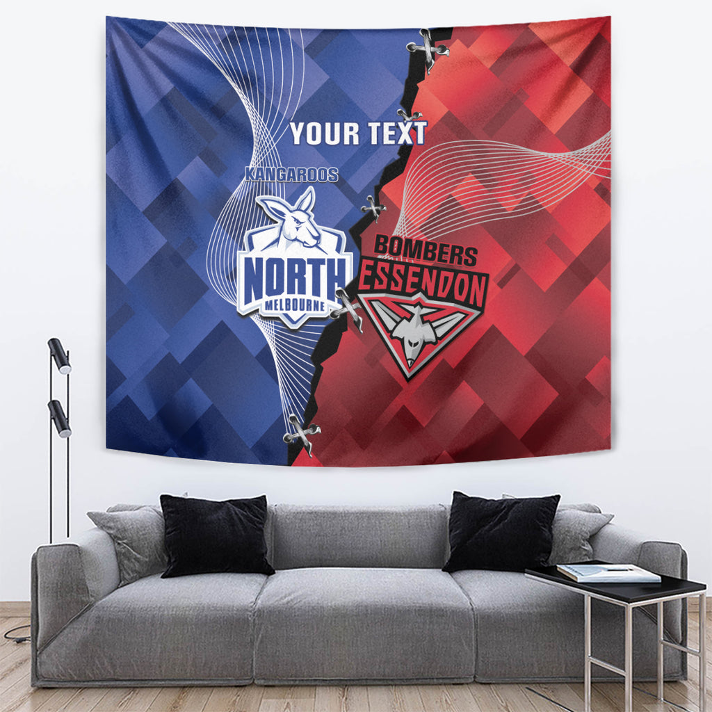 Personalised Kangaroos And Bombers Football Tapestry Sporty Version
