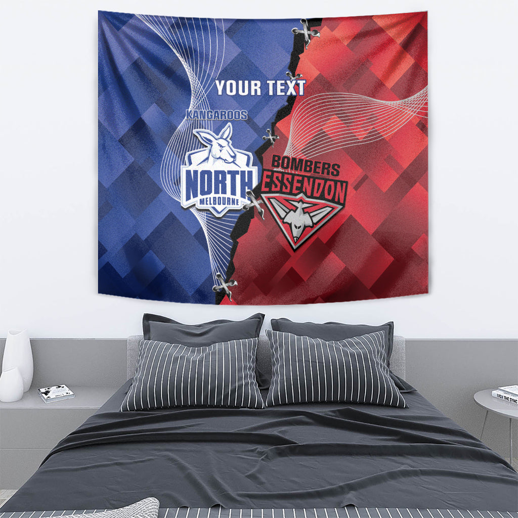 Personalised Kangaroos And Bombers Football Tapestry Sporty Version