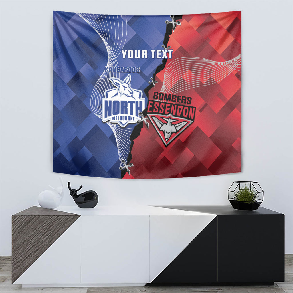 Personalised Kangaroos And Bombers Football Tapestry Sporty Version