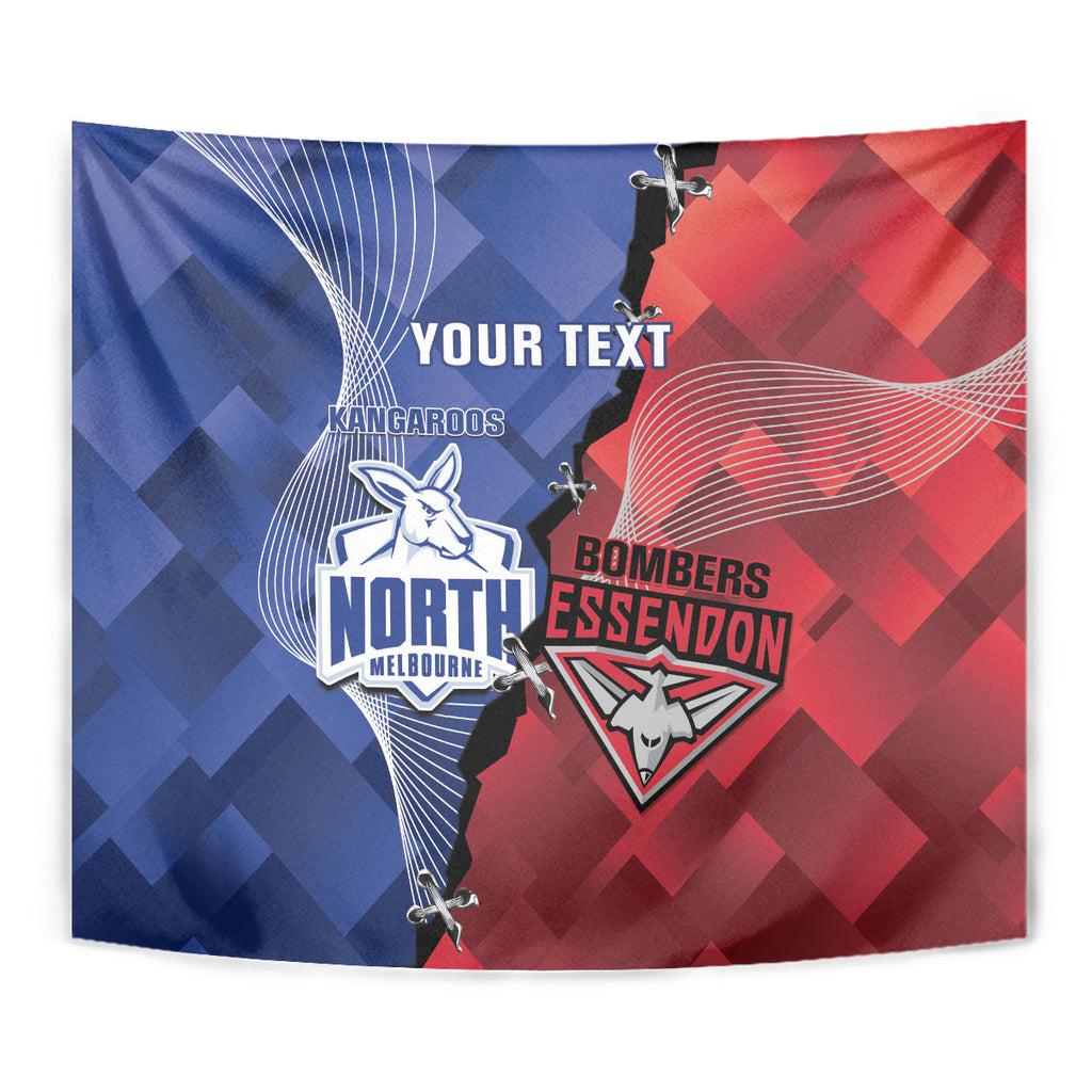 Personalised Kangaroos And Bombers Football Tapestry Sporty Version