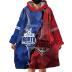 Personalised Kangaroos And Bombers Football Wearable Blanket Hoodie Sporty Version
