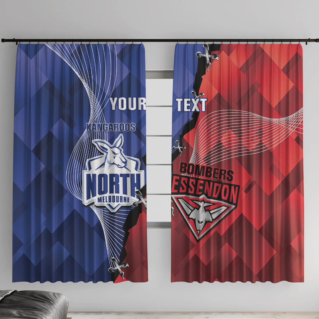 Personalised Kangaroos And Bombers Football Window Curtain Sporty Version