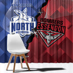 Personalised Kangaroos And Bombers Football Window Curtain Sporty Version