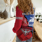 Personalised Kangaroos And Bombers Football Women Casual Shirt Sporty Version
