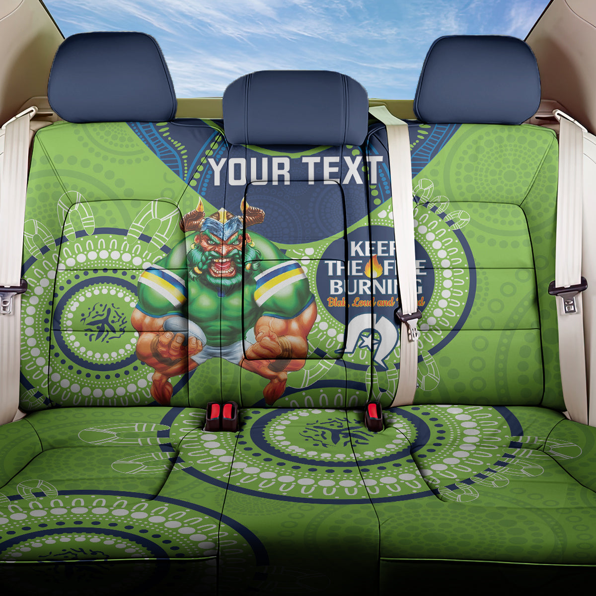 Custom NRL Raiders NAIDOC Week Back Car Seat Cover Keep The Fire Burning Indigenous Art