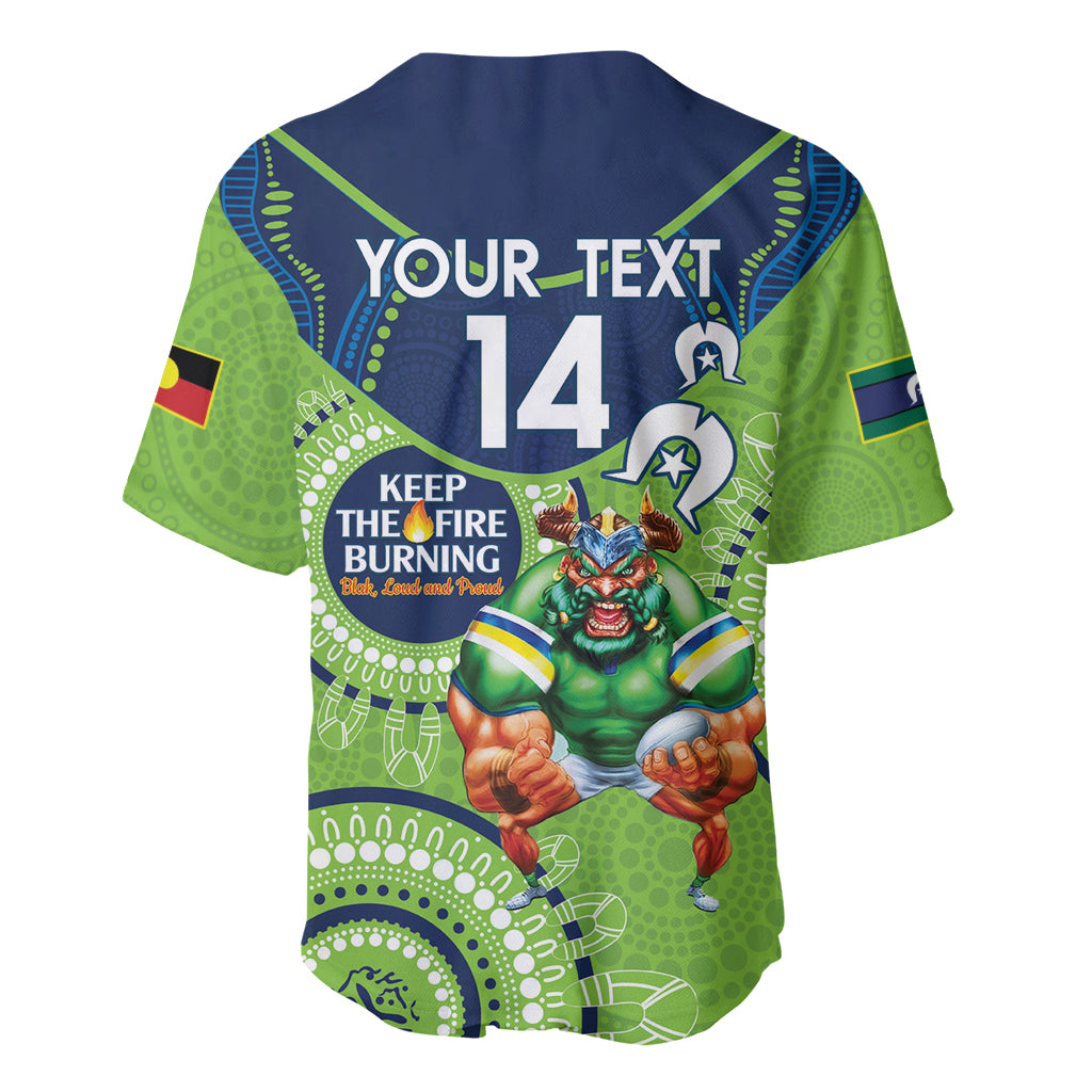 Custom NRL Raiders NAIDOC Week Baseball Jersey Keep The Fire Burning Indigenous Art