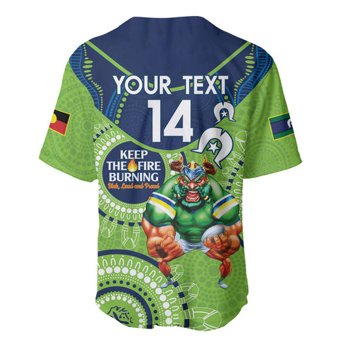 Custom NRL Raiders NAIDOC Week Baseball Jersey Keep The Fire Burning Indigenous Art