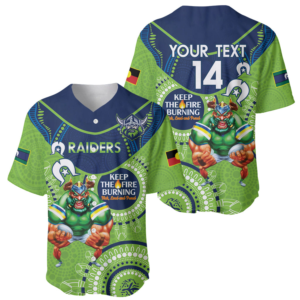 Custom NRL Raiders NAIDOC Week Baseball Jersey Keep The Fire Burning Indigenous Art