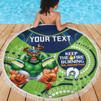 Custom NRL Raiders NAIDOC Week Beach Blanket Keep The Fire Burning Indigenous Art