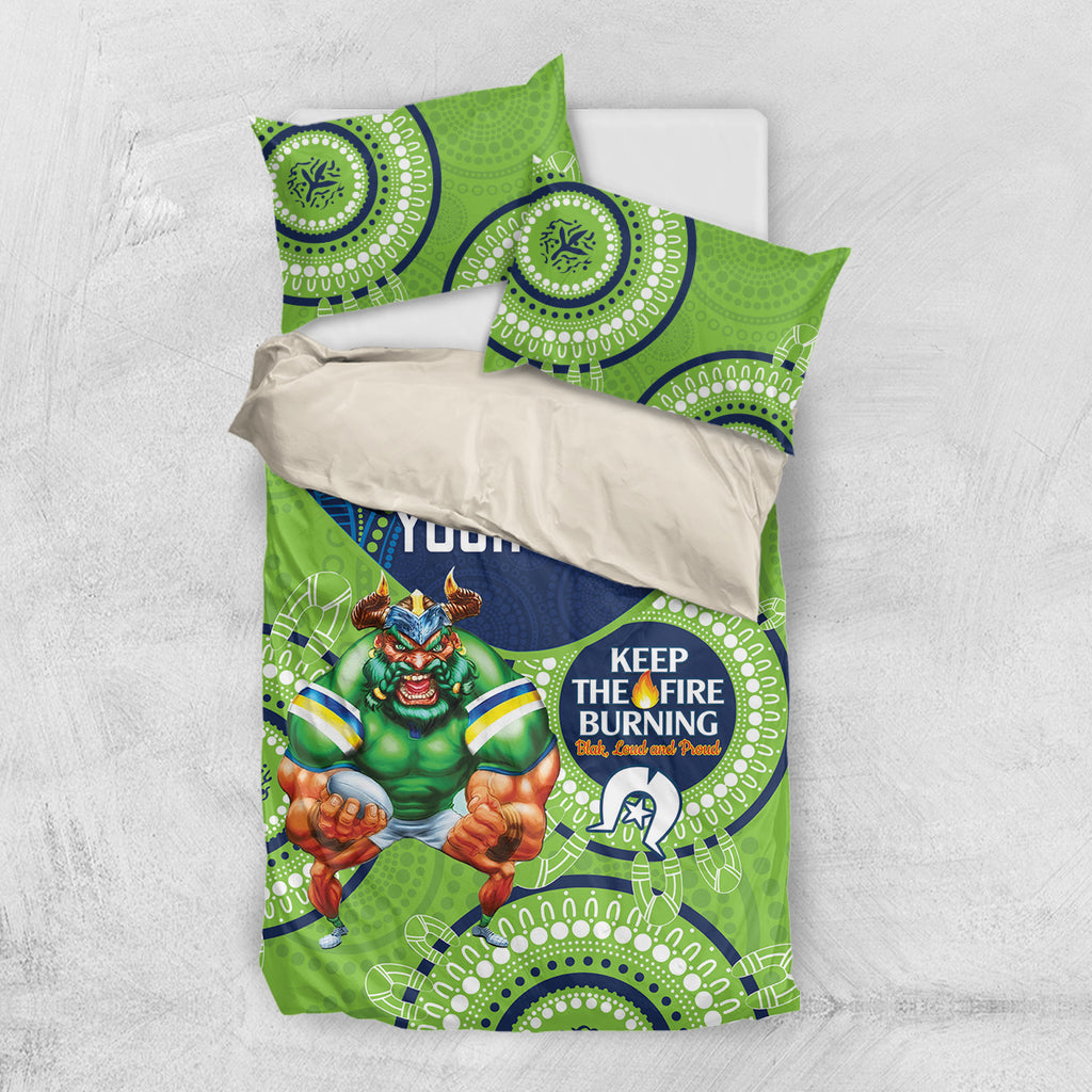 Custom NRL Raiders NAIDOC Week Bedding Set Keep The Fire Burning Indigenous Art