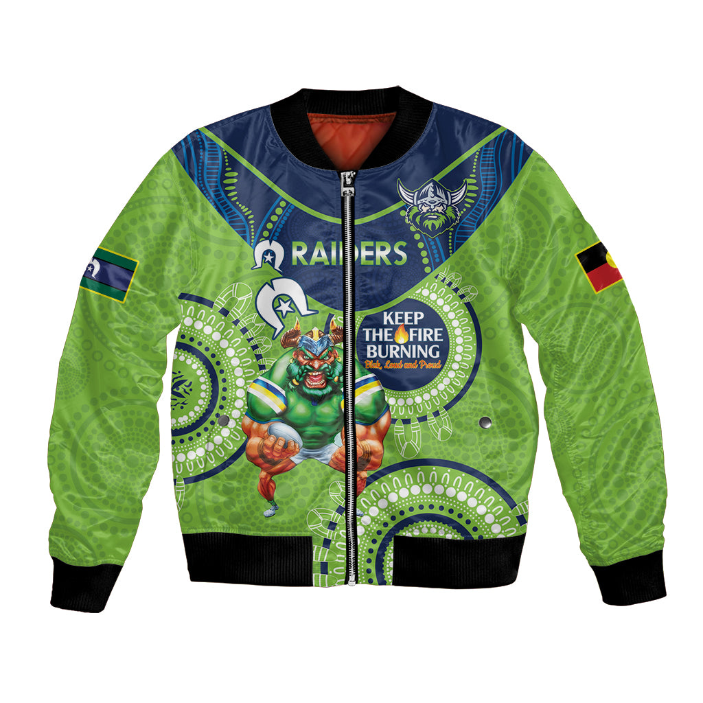 Custom NRL Raiders NAIDOC Week Bomber Jacket Keep The Fire Burning Indigenous Art